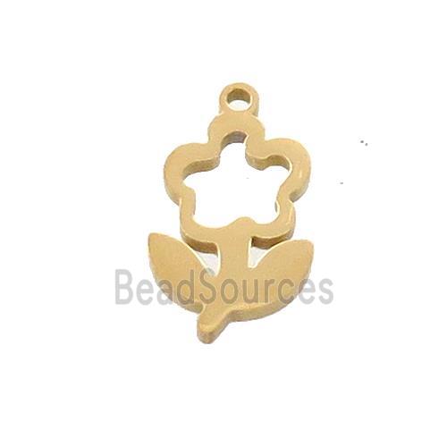 Stainless Steel Flower Charms Pendant Gold Plated