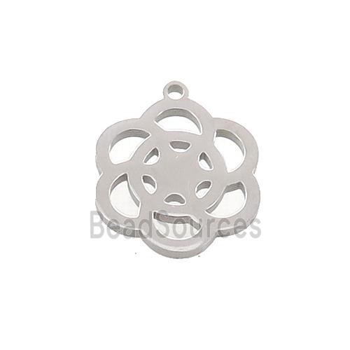 Raw Stainless Steel Flower Pendant