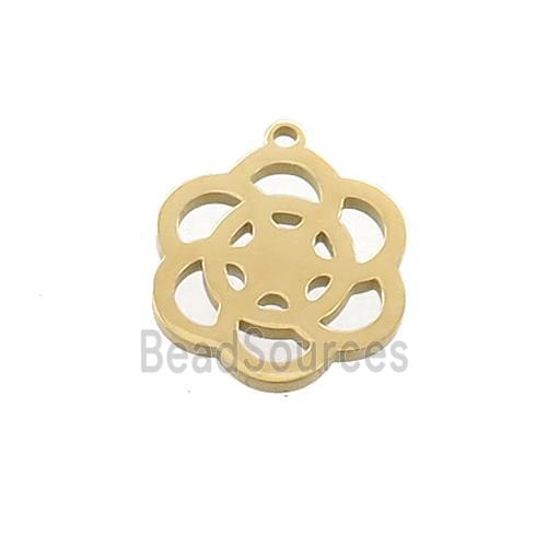 Stainless Steel Flower Pendant Gold Plated