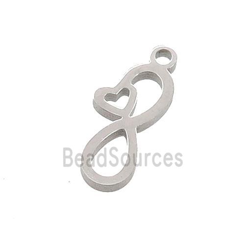 Raw Stainless Steel Infinity Pendant Heart