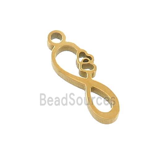 Stainless Steel Infinity Charms Pendant Double Heart Gold Plated