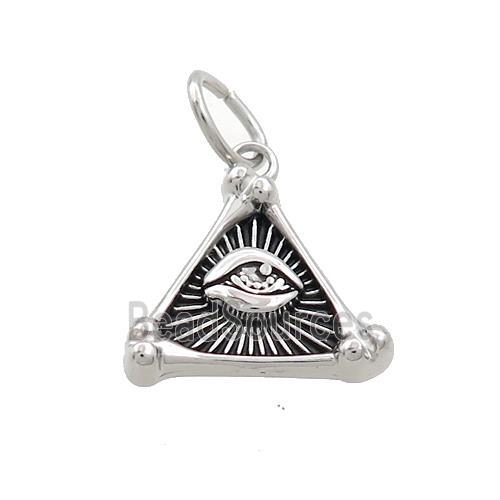 Stainless Steel Triangle Eye Charms Pendant Antique Silver