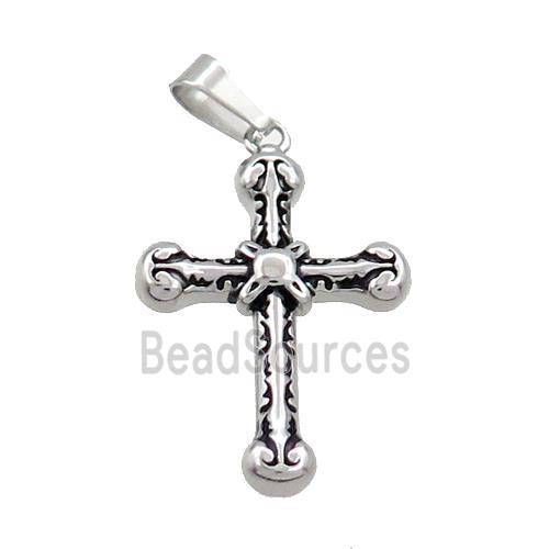 Stainless Steel Cross Charms Pendant Antique Silver