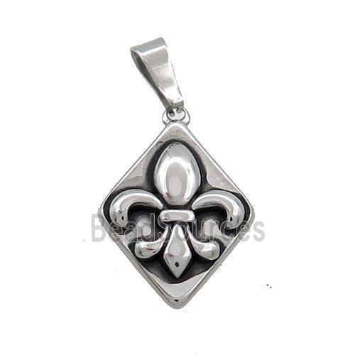 Stainless Steel Fleur-De-Lis Charms Pendant Antique Silver