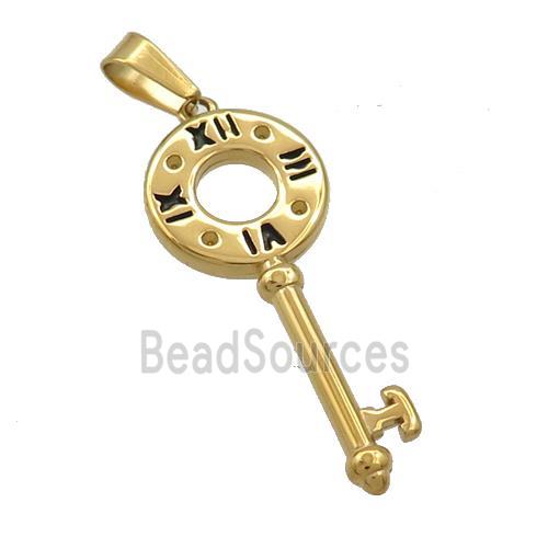 Stainless Steel Key Charms Pendant Gold Plated