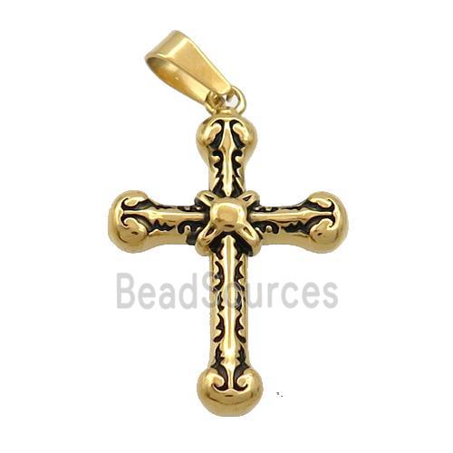 Stainless Steel Cross Charms Pendant Antique Gold