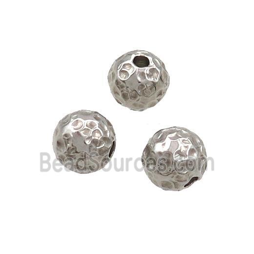 Raw Stainless Steel Round Beads Hammered