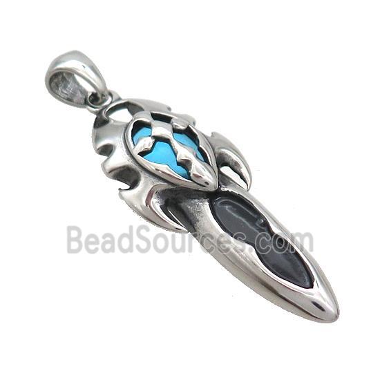 Stainless Steel Charms Pendant Sword Of Protection Antique Silver