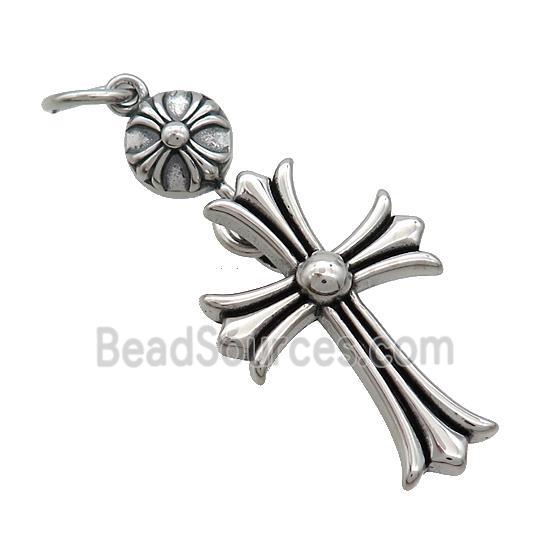 Stainless Steel Cross Pendant Antique Silver