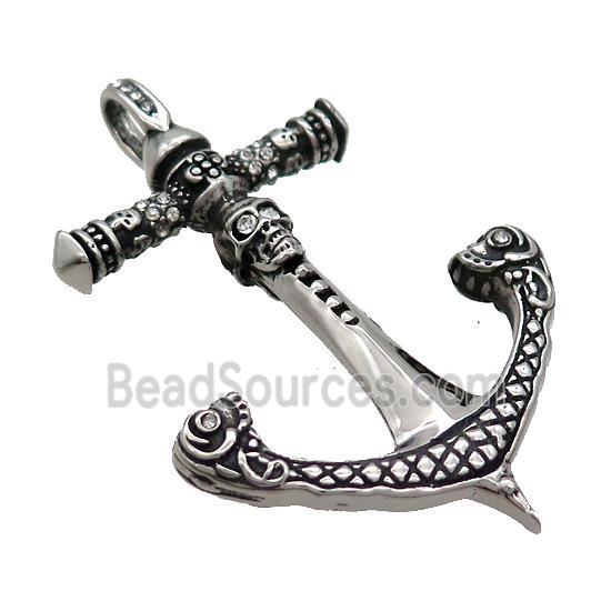 Stainless Steel Anchor Charms Pendant Antique Silver