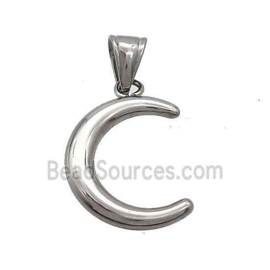 Raw Stainless Steel Moon Pendant