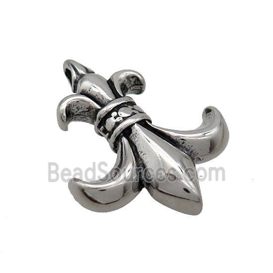 Stainless Steel Charms Pendant Fleur De Lis Antique Silver