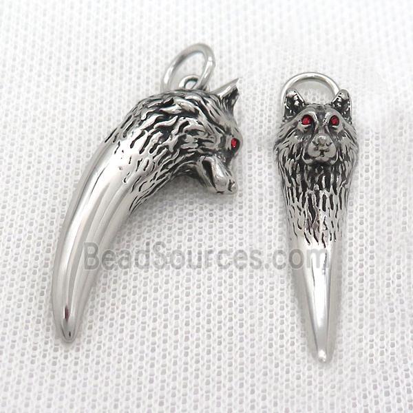 Stainless Steel Wolf Charms Pendant Antique Silver