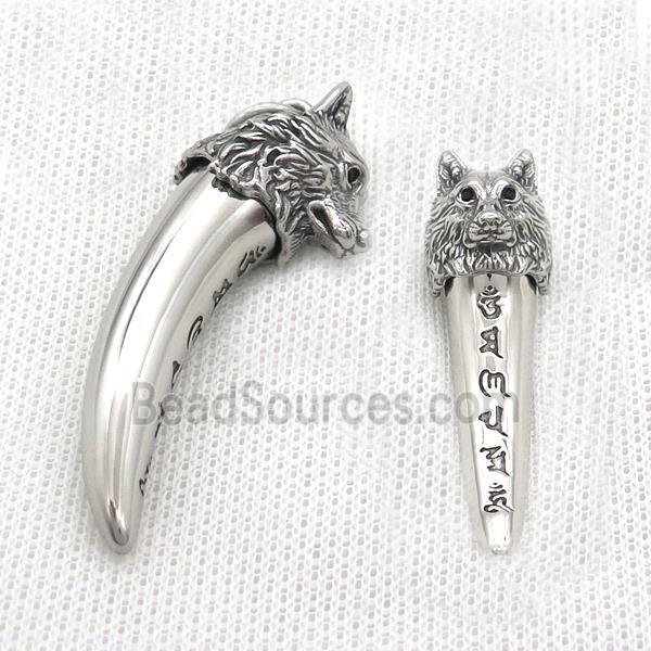 Stainless Steel Wolf Charms Pendant Antique Silver