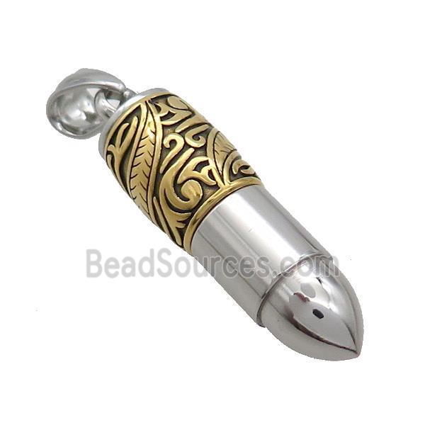 Stainless Steel Bullet Pendant Gold Plated