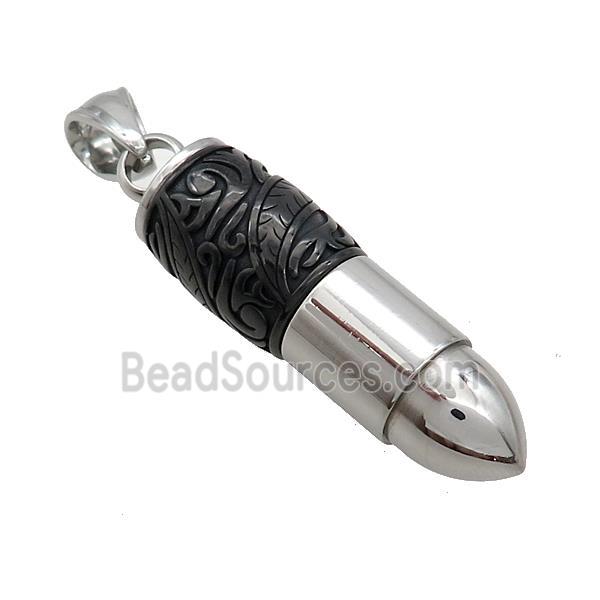 Stainless Steel Bullet Pendant Black Plated