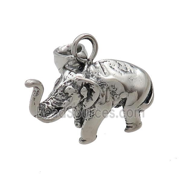 Stainless Steel Elephant Charms Pendant Antique Silver