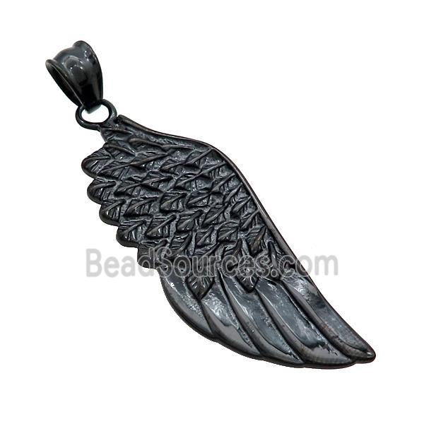 Stainless Steel Angel Wings Charms Pendant Black Plated