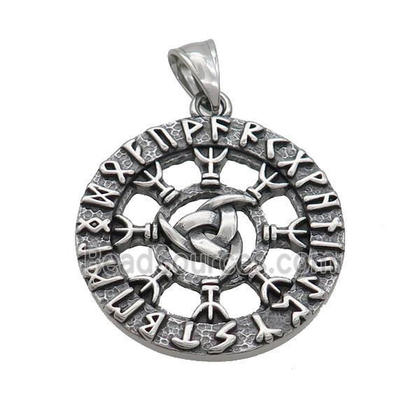 Stainless Steel Viking Compass Charms Pendant Antique Silver