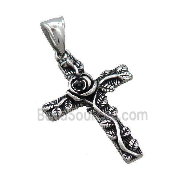 Stainless Steel Cross Pendant Antique Silver