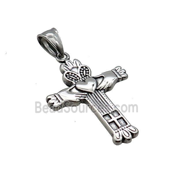 Stainless Steel Cross Pendant Antique Silver