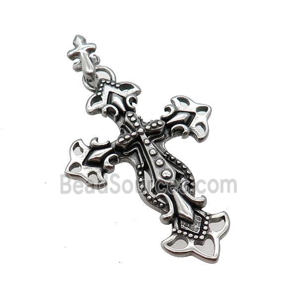 Stainless Steel Cross Pendant Antique Silver