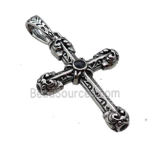 Stainless Steel Cross Pendant Antique Silver