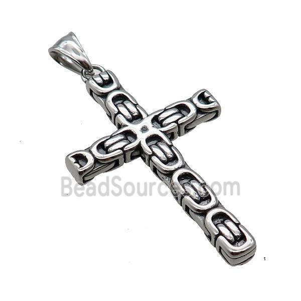 Stainless Steel Cross Pendant Antique Silver