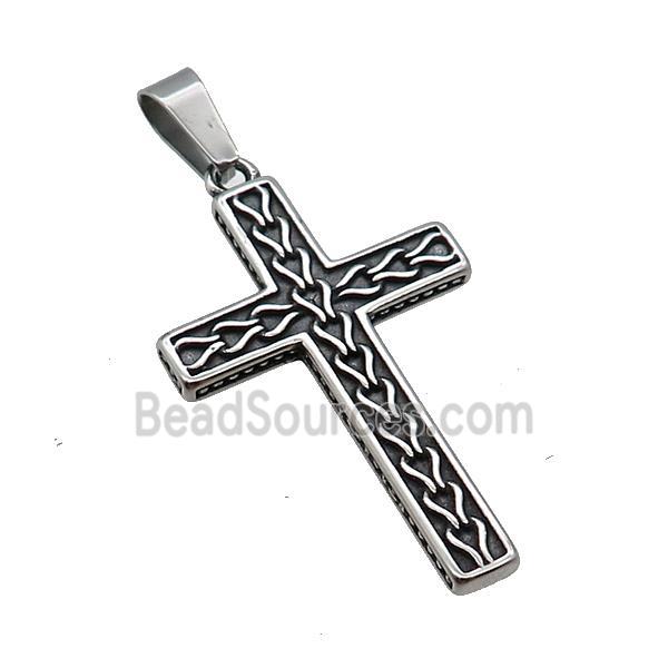 Stainless Steel Cross Pendant Antique Silver