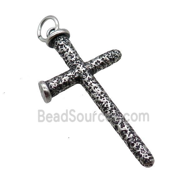 Stainless Steel Cross Pendant Antique Silver