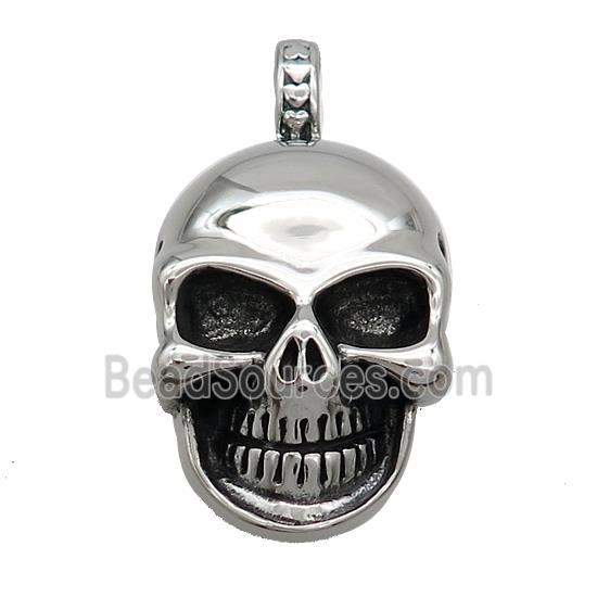 Stainless Steel Skull Charms Pendant Antique Silver