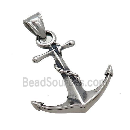 Stainless Steel Anchor Charms Pendant Antique Silver