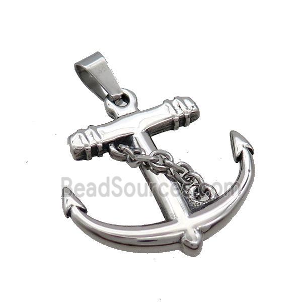 Stainless Steel Anchor Charms Pendant Antique Silver