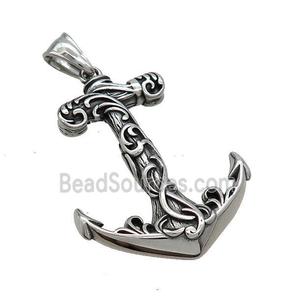 Stainless Steel Anchor Charms Pendant Antique Silver