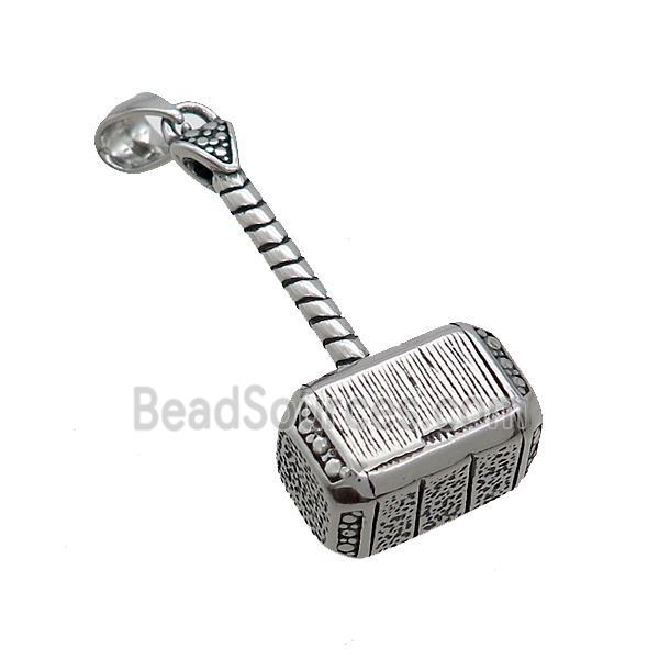 Stainless Steel Hammer Charms Pendant Antique Silver