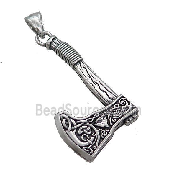 Stainless Steel Thor Axe Charms Pendant Antique Silver