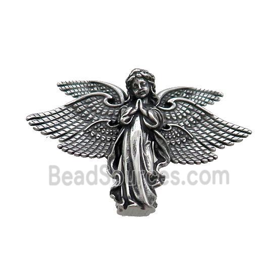 Stainless Steel Fairy Charms Pendant Angel Wings Antique Silver