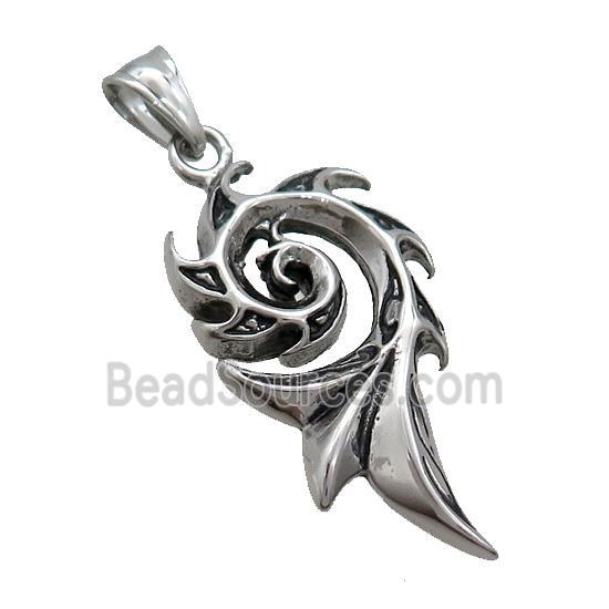 Stainless Steel Spiral Flame Charms Pendant Totem Antique Silver