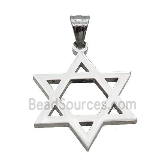 Raw Stainless Steel David Star Pendant