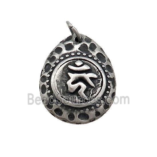 Stainless Steel OM Teardrop Pendant Antique Silver