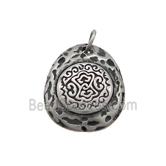 Stainless Steel OM Teardrop Pendant Antique Silver