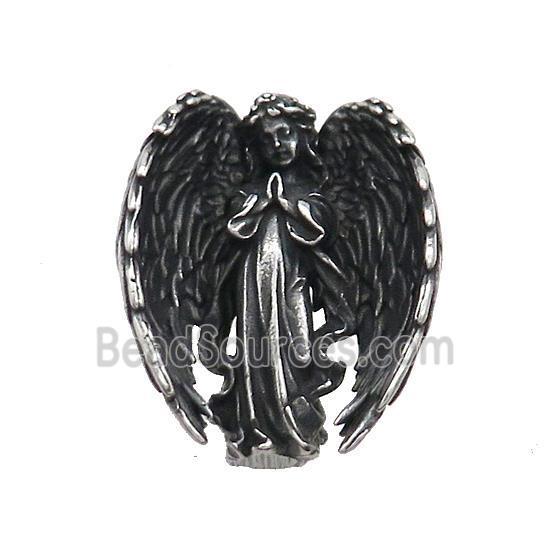 Stainless Steel Fairy Chrams Pendant Angel Wings Antique Silver