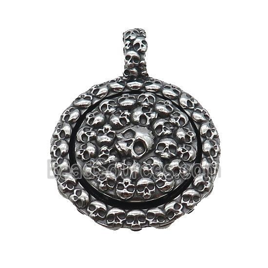 Stainless Steel Skull Charms Pendant Antique Silver