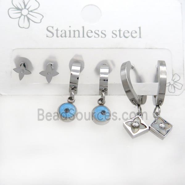 Raw Stainless Steel Earrings Evil Eye