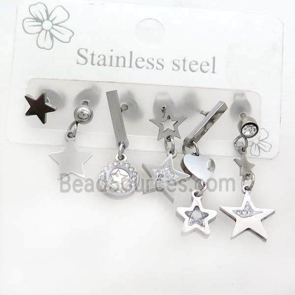 Raw Stainless Steel Earrings Star