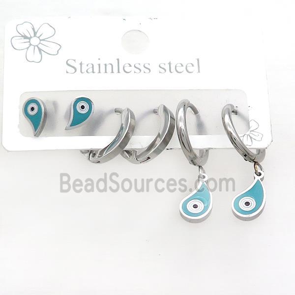 Raw Stainless Steel Earrings Evil Eye