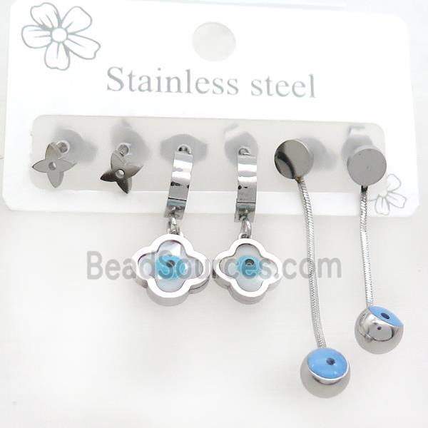 Raw Stainless Steel Earrings Evil Eye