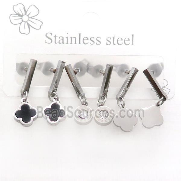 Raw Stainless Steel Earrings Clover