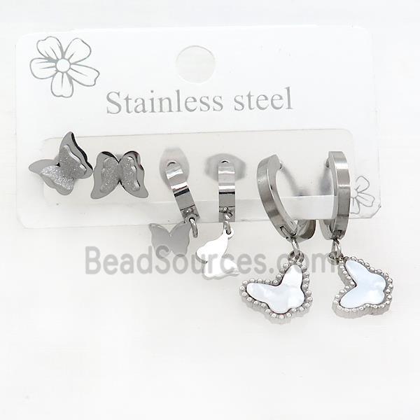 Raw Stainless Steel Earrings Butterfly