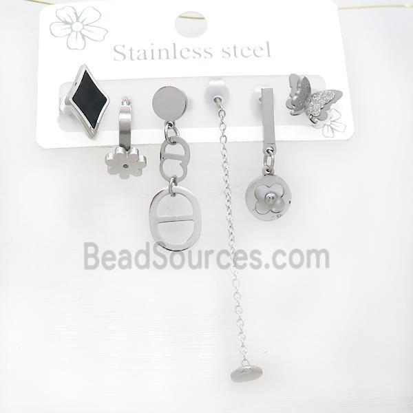 Raw Stainless Steel Earrings Mixed Shapes